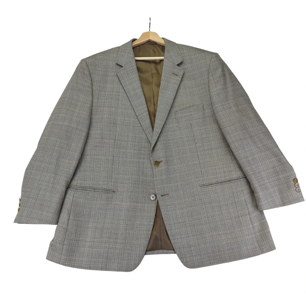 REDA Wool Blazer Jacket Heimies Haberdashery Mens 48R Brown‎ Plaid Sport Coat